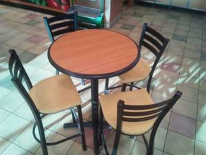 lot 75 image: High Top Table with 4 Chairs (Yellow).