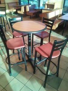 lot 77 image: High Top Table with 4 Chairs (Rose Gold).