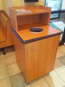 lot 90 image: Commercial Trash Receptacle with tray shelf, includes roller bin inside