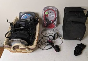 lot 531 image: Lot of Vintage CD players, headphones, & Case Logic Cd Case