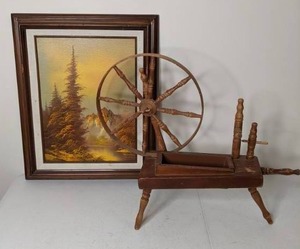 lot 541 image: Beautiful Mountain Art Work & Spindle Planter