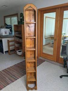 lot 512 image: Hand-Crafted Tall Rustic Wooden Shelf