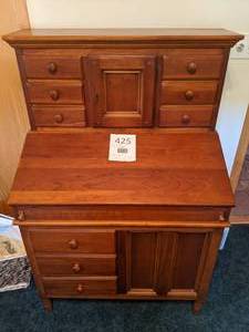 lot 425 image: Vintage Solid Wood Lexington Secretary Desk