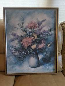 lot 391 image: Vintage Framed Sunflower 1960 Painting by Pierre Sorel