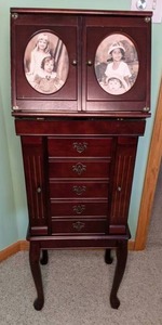lot 360 image: Stunning Vintage Jewelry Cabinet wPicture Frame Slots on Top