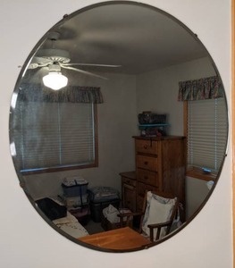 lot 351 image: Elegant Circular Frameless Wall Mirror