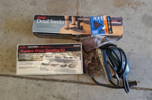 lot 74 image: Lot of (2) Power Sanders and Accessories Craftsman, Mouse, and Ryobi