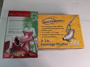 lot 39 image: Vintage VillaWare Meat Grinder and Northern Industrial Sausage Stuffer