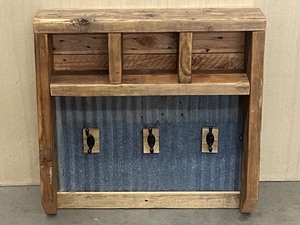 Re-Claimed Wood 3-Place Coat Rack With Overhead Cubbies