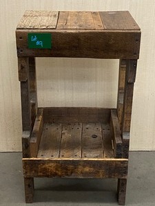 Re-Claimed Wood Stool With Shelved Foot-Rest
