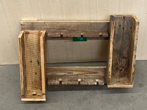 Re-Claimed Wood Wall-Mount 2-Place Wine Bottle  6-Place Wine Glass Hanger Rack