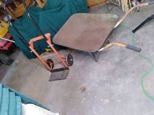 lot 25 image: Metal Wheelbarrow, & Hand Truck Se...