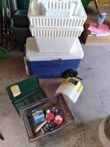 lot 58 image: Coolers, Minnow Bucket, Fishing Sup...