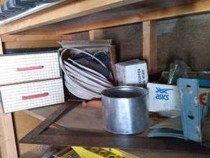 lot 65 image: Shelf of Hardware, Wiring, Hose Mou...