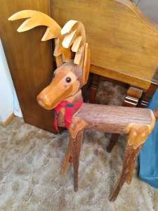 lot 143 image: Wood Holiday Deer 23 X 33...