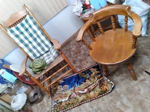 lot 184 image: Vintage Rocking Chair, & Swivel Woo...
