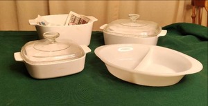 lot 208 image: Vintage Glass Casserole Dishes...