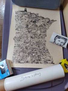 lot 255 image: 1984 Collage Type Drawing of Minnesot...