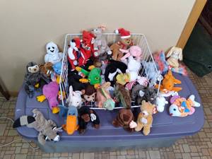 lot 256 image: Wire Basket Full of  Beanie Babies ...