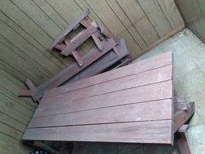 lot 267 image: Wood Picnic Table (72.25 X 27.75 ...