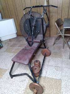 lot 275 image: Vintage Weight Bench With Weights &...