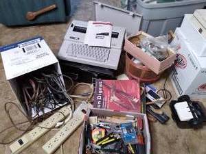lot 283 image: Electronics, Power Strips, Extension Cords, Electric Typewriter, Tools, Office Supplies, & More