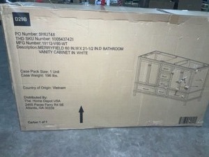 HOME DECORATORS COLLECTION Merryfield 60 in. W x 21-12 in. D Bathroom Vanity Cabinet Only in White. See Pictures