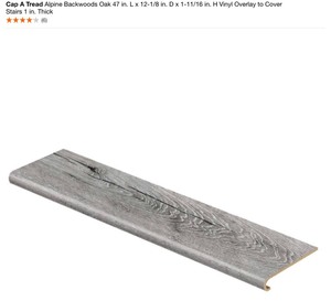CAP A TREAD Alpine Backwoods Oak 47 in. L x 12-18 in. D x 1-1116 in. H Vinyl Overlay to Cover Stairs 1 in. Thick. See Pictures