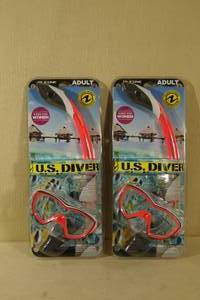 2 US Divers Adult Snorkel Mask and Tube Sets