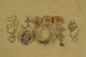 Silver Tone Pendants and Bracelet