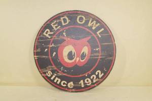 Wood Red Owl Sign