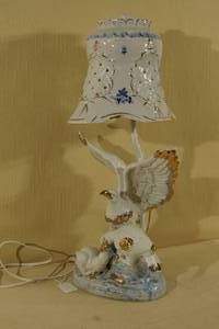 Painted Porcelain Eagle Lamp