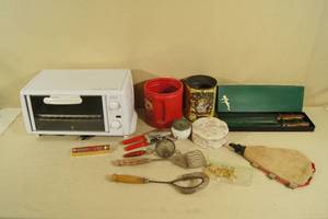 Toaster Oven and Antique Kitchen Items