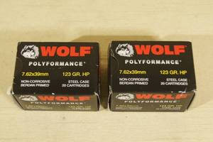 40 Wolf 7.62x39mm 123 Gr HP Steel Case Ammo