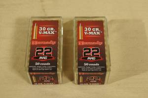 100 Hornady .22 Mag 30 Gr V-Max Ammo