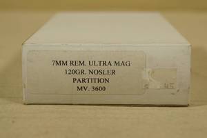 20 Custom Load 7mm Rem Ultra Mag 120 Gr Nosler Partition Ammo