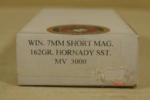 20 Custom Load 7mm Win Short Mag 162 Gr Hornady SST Ammo