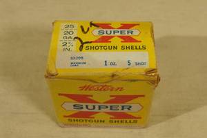 18 Western Super-X 20 Ga 2-34 5 Shot Shotshells - Vintage Box