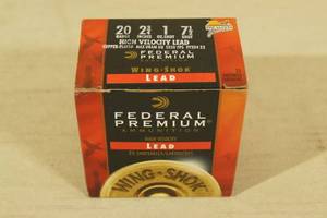 25 Federal Wing-Shok 20 Ga 2-34 7-12 Shot Shotshells
