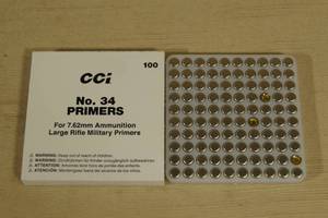 100 CCI No 34 7.62mm Large Military Primers