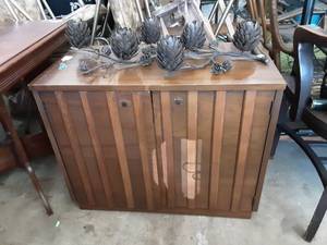 Vintage 2-Door Cabinet 30x15x25 & Candle Holder