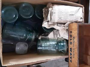 Box Lot Blue Ball Jars