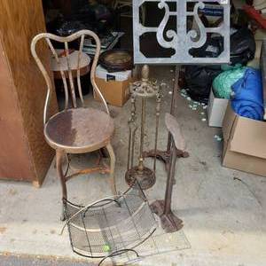 Metal Chair, Magazine Rack, Music Stand & Fire Place Tools