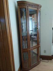 Lighted Four Shelf Corner Cabinet
