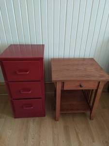 End table and 3 drawer cabinet