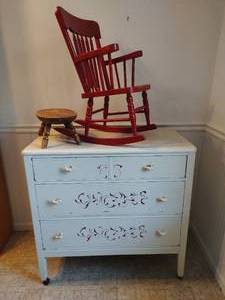 Vintage dresser and childs rocking chair