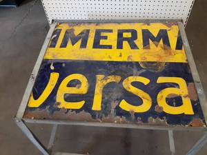 lot 136 image: Table Made with Porcelain Sign - Measures about 27 x 24 x 29
