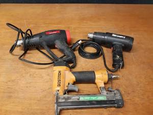 lot 121 image: Bostitch Pneumatic Stapler Model SB-150SX and (2) Heat Guns