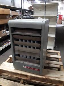 lot 129 image: Modine 75,000 BTU Hanging Propane Heater - Was working when removed per consignor