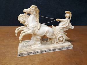 lot 147 image: Vintage Chariot  Horse Statue - Signed A. Santini